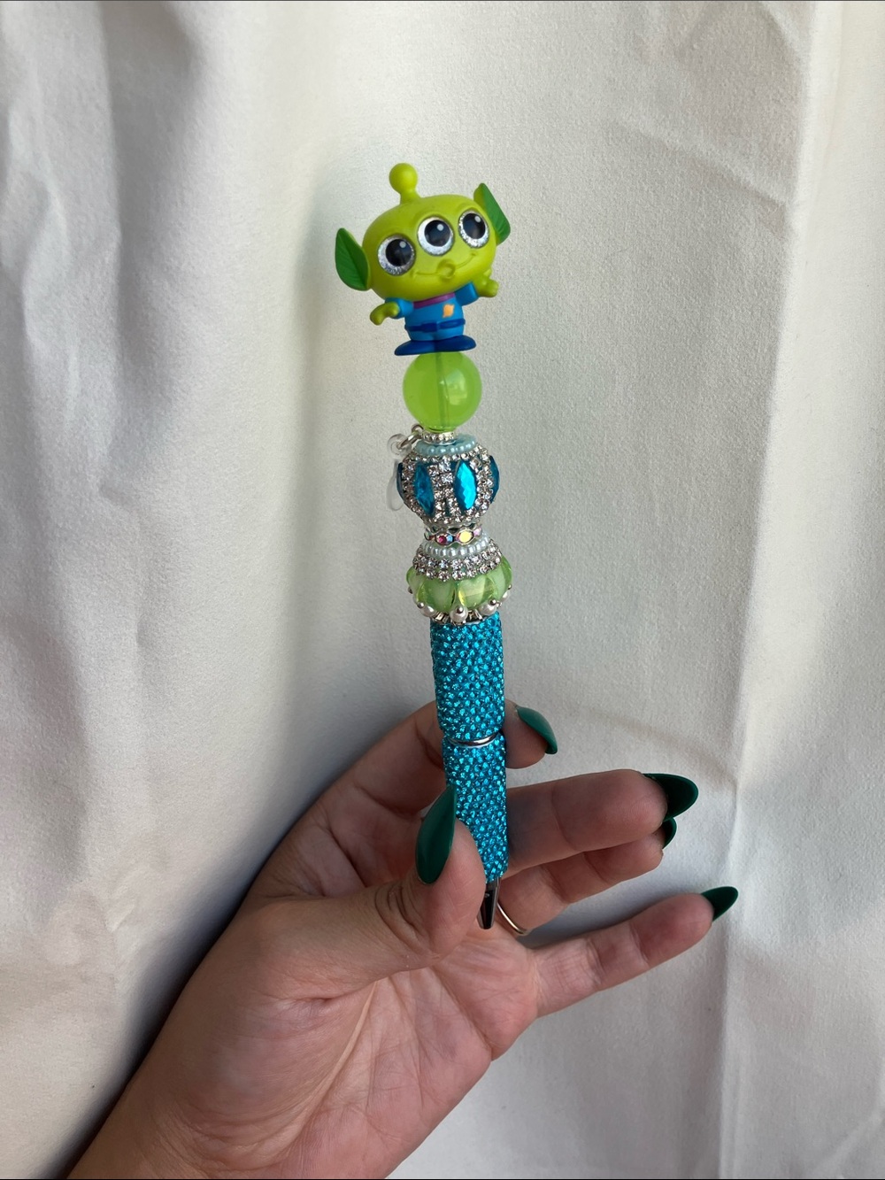 Toy Alien Beaded Fish Tank Charm - Lime Green & Turquoise